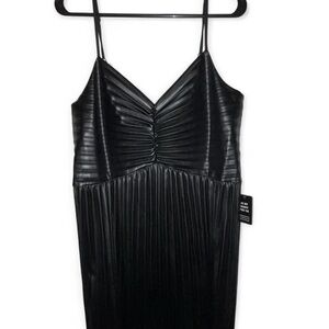 Express Black Strapless Pleated Dress